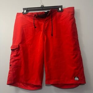 Red Cargo Swim Shorts with Drawstring